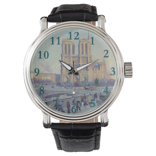 Notre Dame Cathedral Paris France Classic Painting Watch (Front)