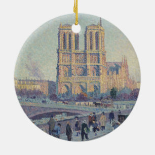 Notre Dame Cathedral Paris France Painting Ceramic Ornament