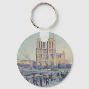 Notre Dame Cathedral Paris France Painting Keychain