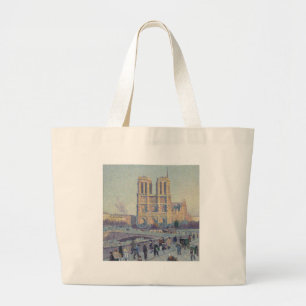Notre Dame Cathedral Paris France Painting- Large Tote Bag