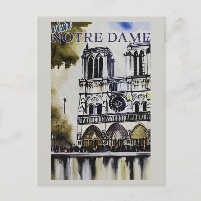 Notre Dame Cathedral Paris France Vintage Postcard (Front)