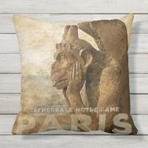 Notre Dame Cathedral Paris, le Stryga Chimera Throw Pillow