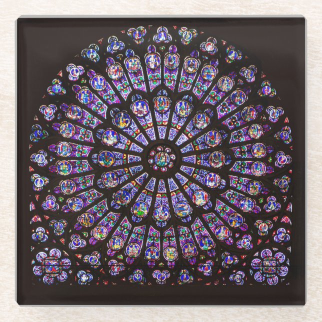 Notre Dame Cathedral Paris Rose Window Glass Coaster (Front)