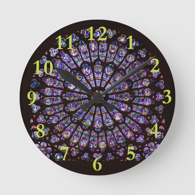 Notre Dame Cathedral Paris Rose Window Round Clock (Front)