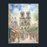 Notre Dame Cathedral Paris Scene Art Postcard<br><div class="desc">Modern fun and stylish images of romantic Paris,  perfect art to compliment your traditional message sending.</div>