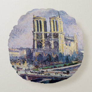 Notre Dame Cathedral Round Pillow
