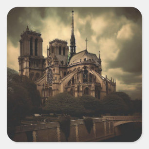 Notre Dame Cathedral Spier, Paris France Square Sticker