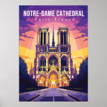 Notre-Dame Cathedral, travel art poster
