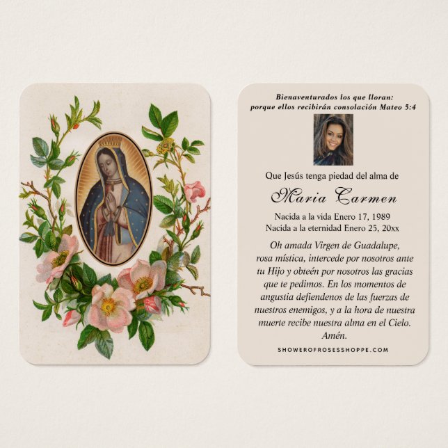 Notre-Dame de Guadalupe Espagne funérailles prière (Devant & derrière)