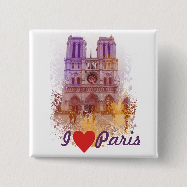 Notre Dame de Paris 2 Inch Square Button (Front)