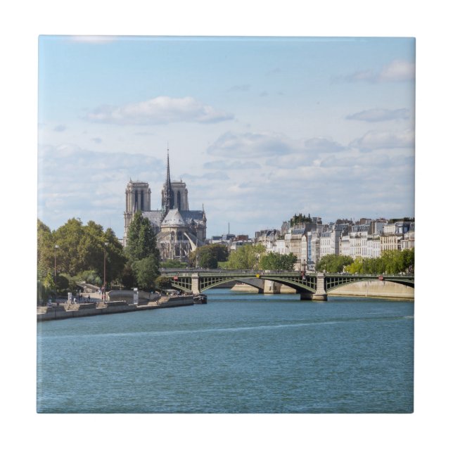Notre Dame de Paris and Seine river - France Tile (Front)