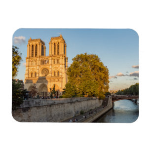 Notre Dame de Paris at Golden Hour - Paris, France Magnet