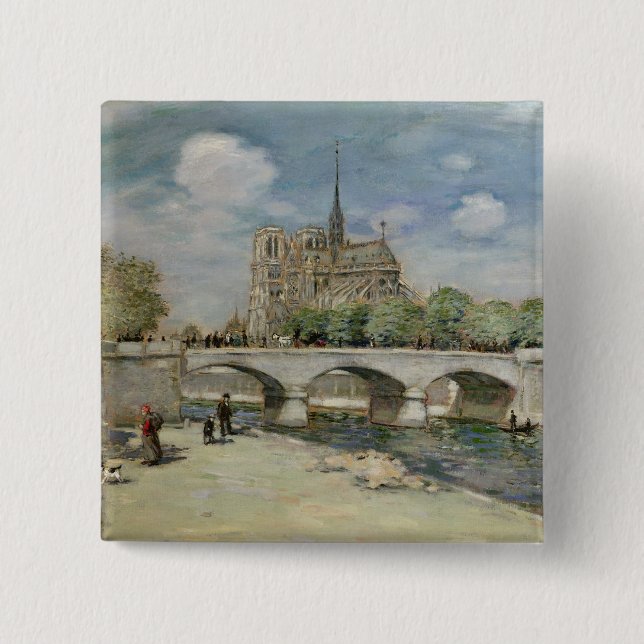 Notre Dame de Paris, c.1900 2 Inch Square Button (Front)