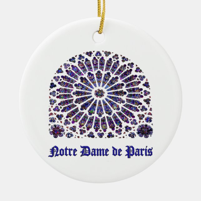 Notre Dame de Paris Cathedral stained glass T-Shir Ceramic Ornament (Front)