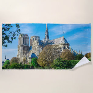 Notre Dame de Paris in France Beach Towel