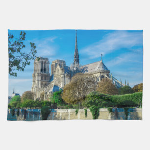 Notre Dame de Paris in France Kitchen Towel