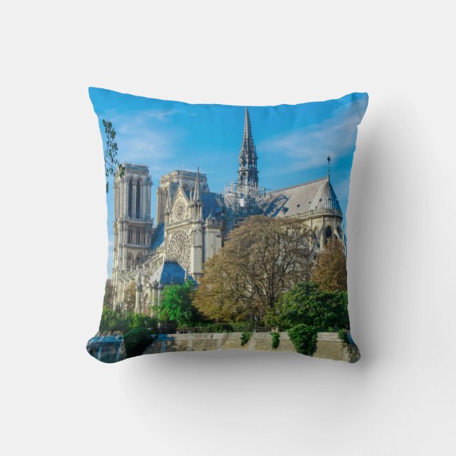 Notre Dame de Paris in France Throw Pillow (Front)