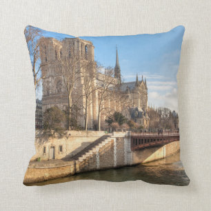 Notre Dame de Paris In The Winter Sun Throw Pillow