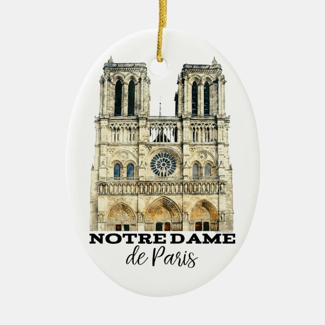 Notre-Dame de Paris Souvenir France Cathedral Ceramic Ornament (Front)
