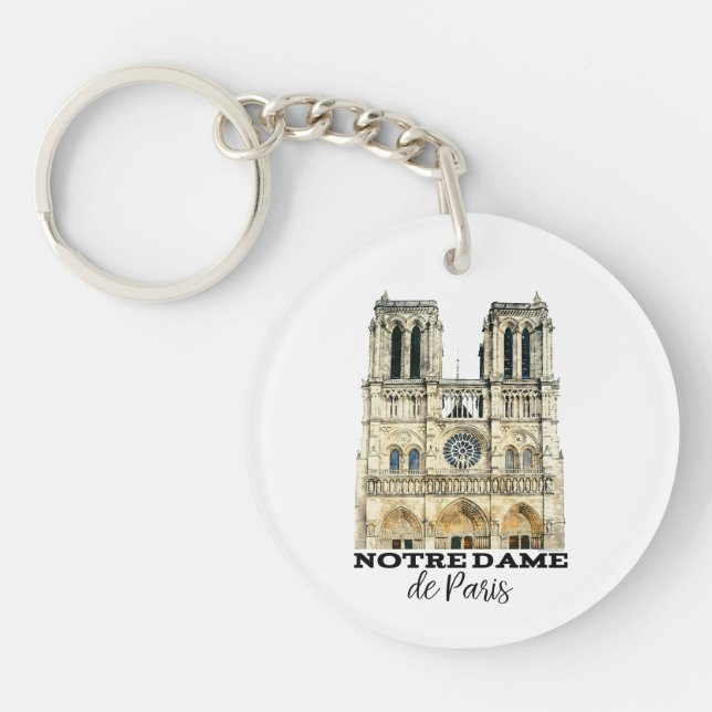 Notre-Dame de Paris Souvenir France Cathedral Keychain (Front)
