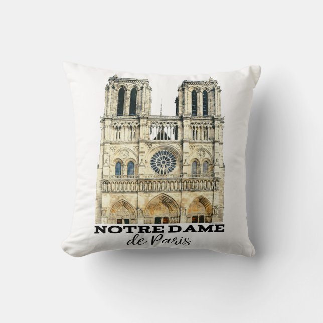Notre-Dame de Paris Souvenir France Cathedral Throw Pillow (Front)