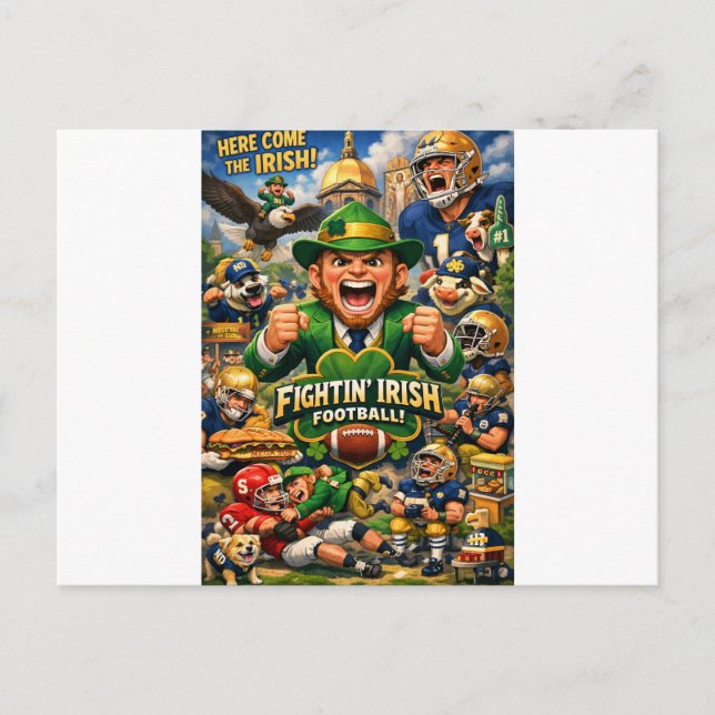 Notre Dame Fighting Irish Funny Logo Postcard (Front)