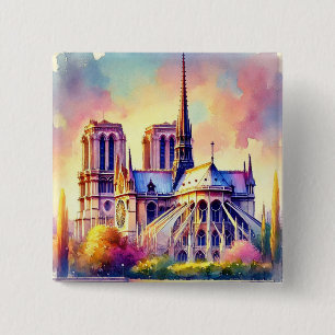Notre-Dame fire 2 Inch Square Button