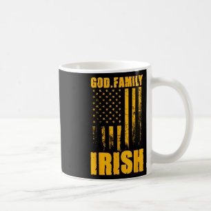 Notre Dame Irish God. Family. Vintage Usa Flag  Coffee Mug