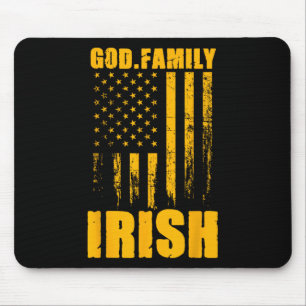 Notre Dame Irish God. Family. Vintage Usa Flag Mouse Pad