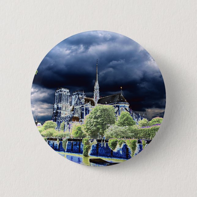 Notre Dame, Paris 4 2 Inch Round Button (Front)