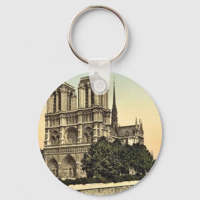 Notre Dame, Paris, France classic Photochrom Keychain (Front)