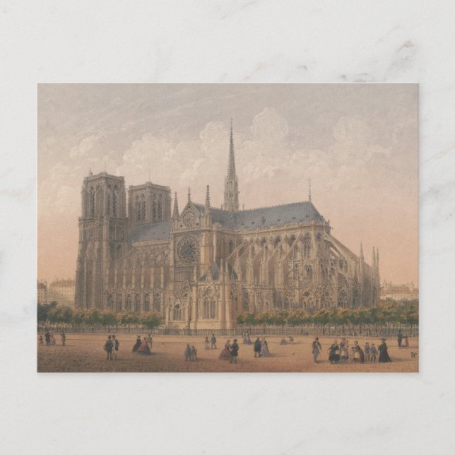 Notre Dame, Paris Lithograph by Charles Rivière Postcard (Front)