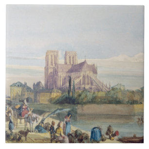 Notre Dame, Paris (w/c on paper) Tile