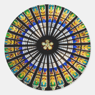 NOTRE DAME STAINED GLASS CLASSIC ROUND STICKER
