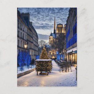 Notre Dame Winter Scene Postcard