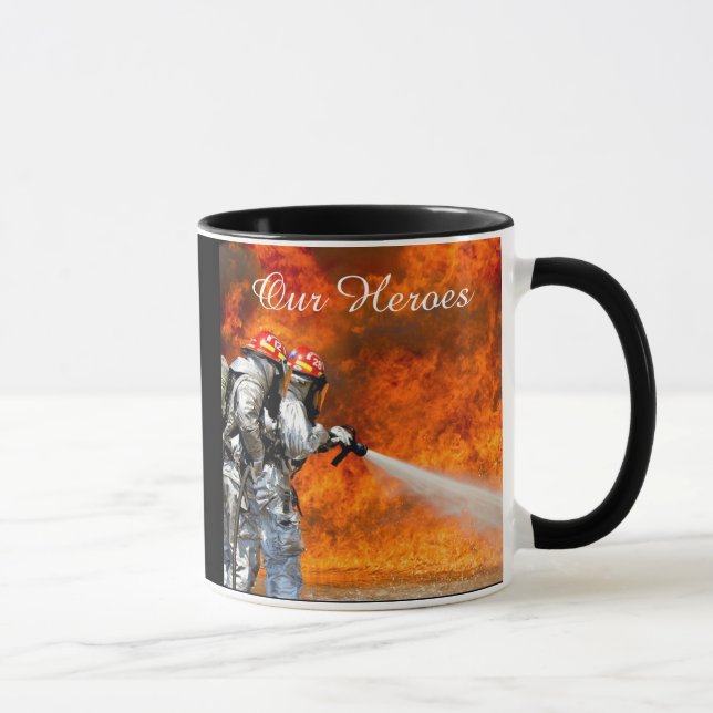 "Notre héros" Mug, pompier soutien Café Mug (Droite)