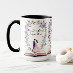 Notre histoire d'amour Mug de mariage floral