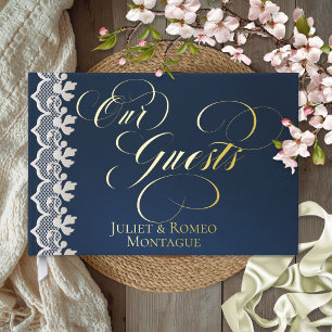 Notre Livre d'Or Our Guests Lace - Bleu foncé Feui