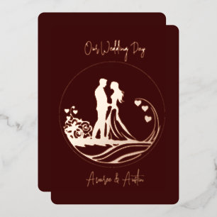Notre mariage Couple Rose Gold Foil Invitation