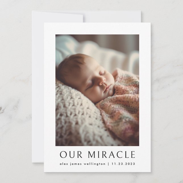 Notre Miracle Modern Photo Baby Faire-part de nais (Devant)