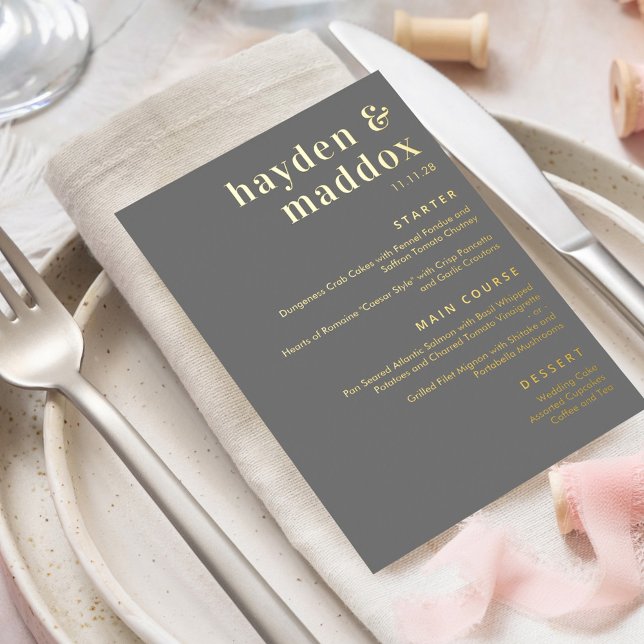 Notre Moment VRAI FOIL Moderne Mariage carte menu (Créateur téléchargé)