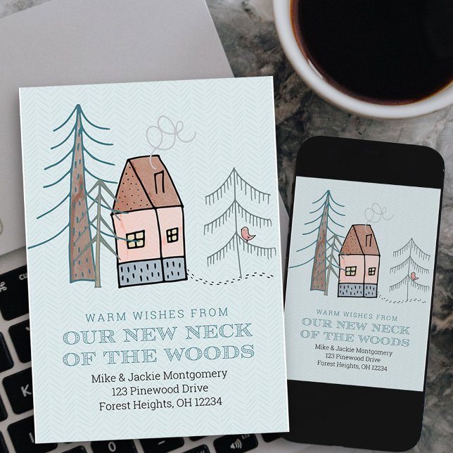 Notre nouveau cou de la Faire-part de mouvement de (new neck of the woods moving announcement card available printed or as printable digital download)