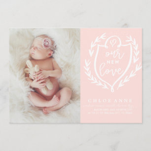 NOTRE NOUVEAUX rose et blanc de //de faire-part de