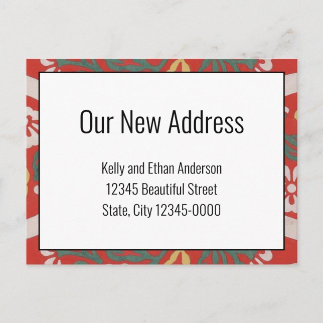 Notre nouvelle adresse Carte de faire-part floral  (Devant)