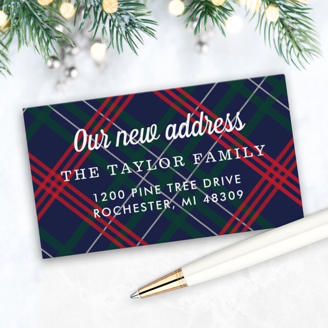 Notre nouvelle carte d'adresse Navy Red Tartan Pla (Créateur téléchargé)