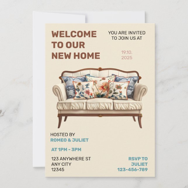 Notre nouvelle invitation de fête à domicile (Devant)