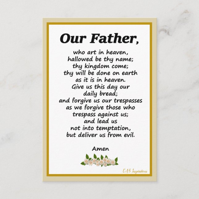 Notre Père Prière Matthieu 6:9-13 Carte (Devant)