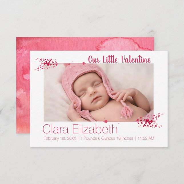 Notre petit bébé Valentine Faire-part (Devant / Derrière)