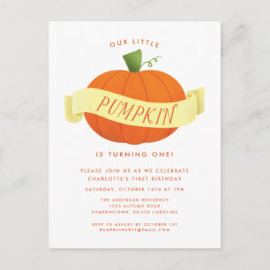 Notre Petit Citrouille 1er anniversaire Invitation