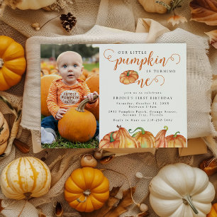 Notre Petit Citrouille 1er anniversaire Invitation